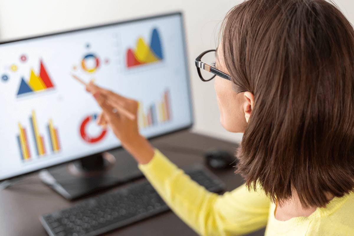 Woman looking at charts