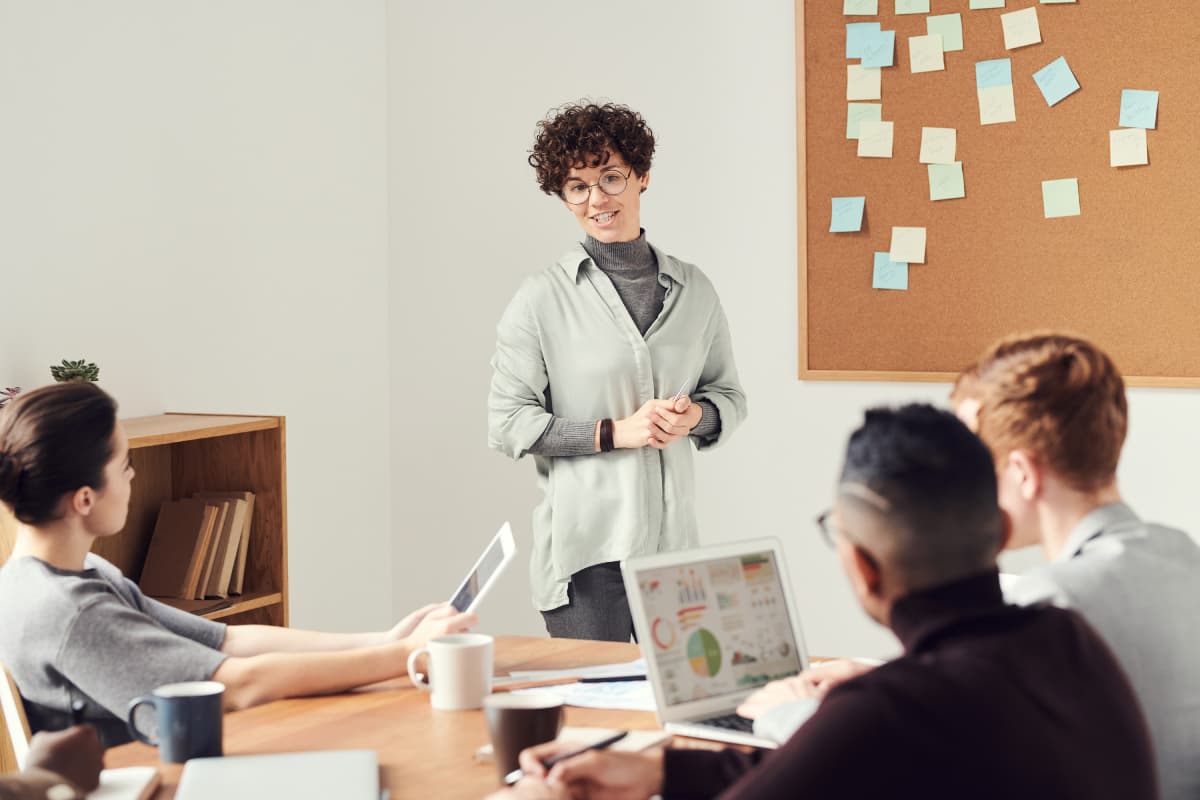 woman in office doing presentation