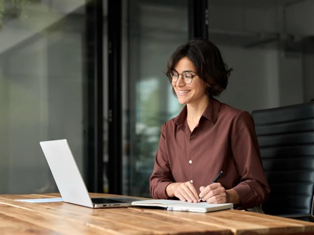 woman working on laptop